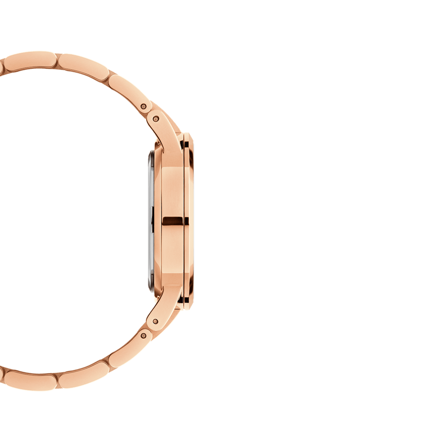 Daniel Wellington Iconic Link Analog Black Dial Rose Gold Steel Strap Watch For Women - DW00100214