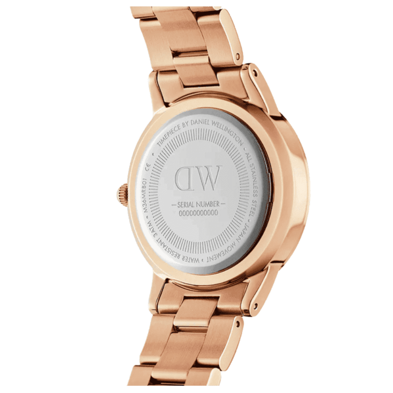 Daniel Wellington Iconic Link Black Dial Rose Gold Steel Strap Watch For Men - DW00100344
