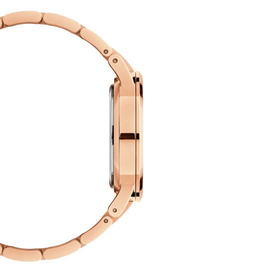 Daniel Wellington Iconic Link Black Dial Rose Gold Steel Strap Watch for Women - DW00100212