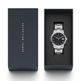 Daniel Wellington Iconic Link Black Dial Silver Steel Strap Watch For Women - DW00100206