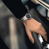 Daniel Wellington Iconic Link Black Dial Silver Steel Strap Watch For Women - DW00100206