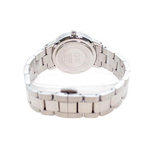 Daniel Wellington Iconic Link Black Dial Silver Steel Strap Watch For Women - DW00100206
