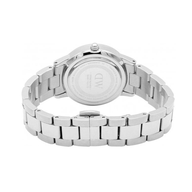 Daniel Wellington Iconic Link Black Dial Silver Steel Strap Watch For Women - DW00100208