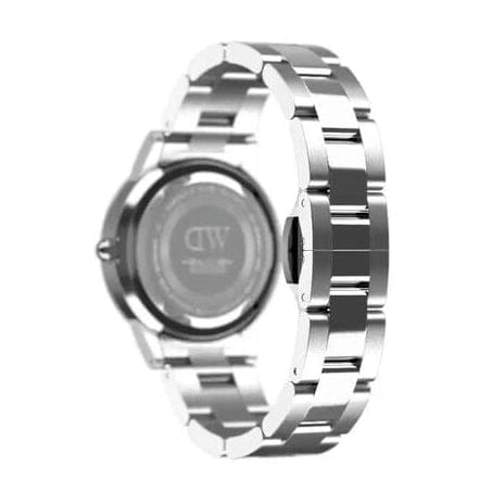 Daniel Wellington Iconic Link Black Dial Silver Steel Strap Watch For Women - DW00100208