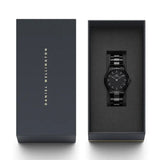 Daniel Wellington Iconic Link Ceramic Black Dial Black Steel Strap Watch For Women - DW00100414