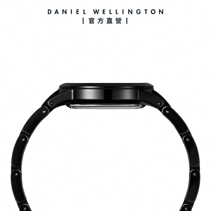 Daniel Wellington Iconic Link Ceramic Black Dial Black Steel Strap Watch For Women - DW00100414