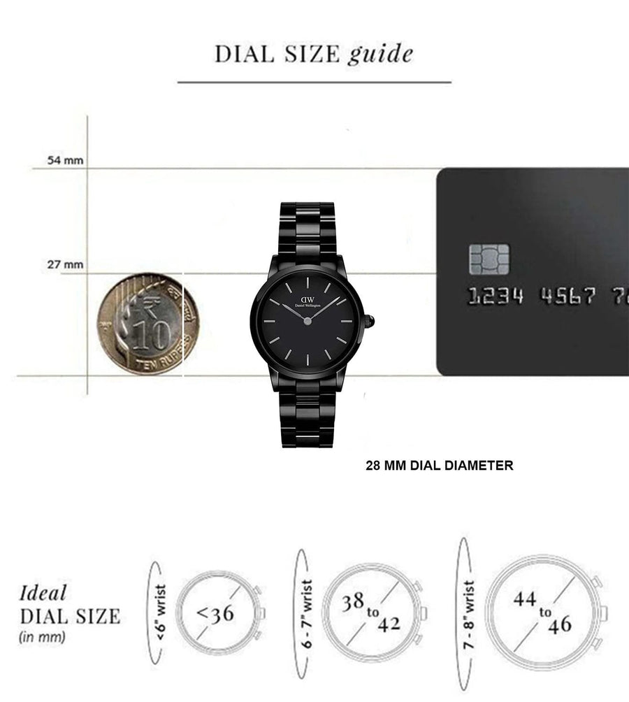 Daniel Wellington Iconic Link Ceramic Black Dial Black Steel Strap Watch For Women - DW00100415