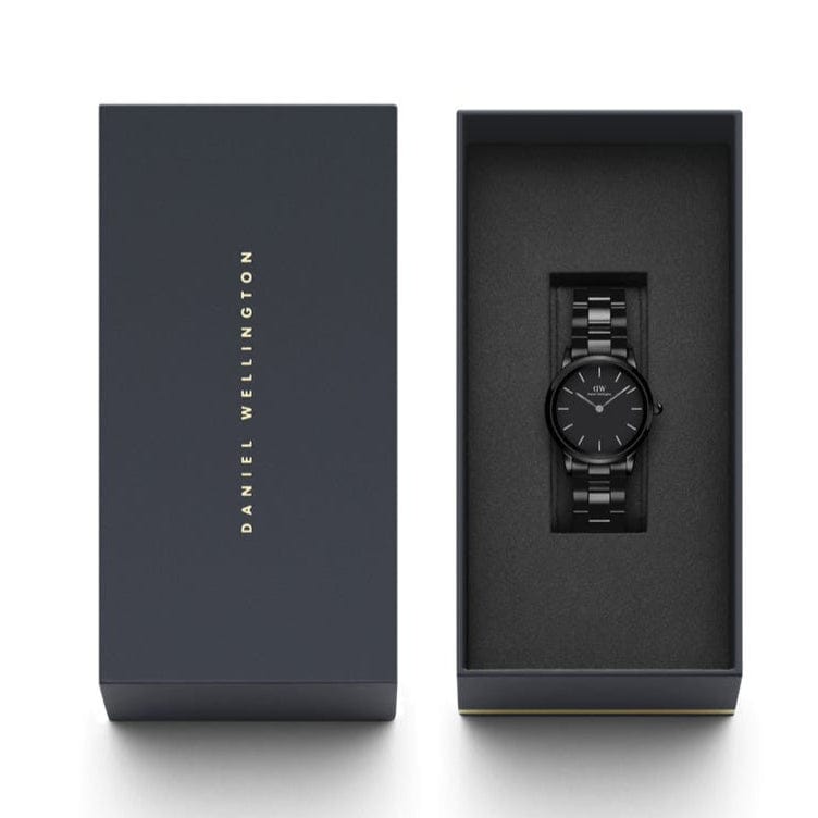Daniel Wellington Iconic Link Ceramic Black Dial Black Steel Strap Watch For Women - DW00100415