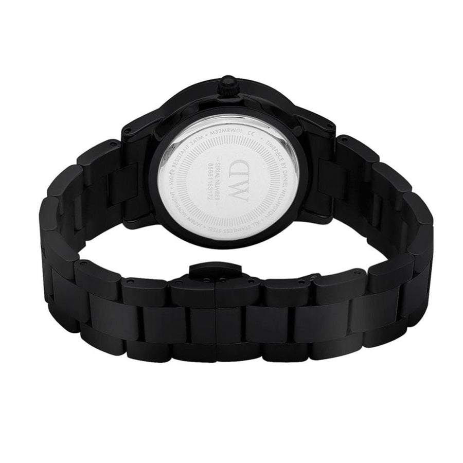 Daniel Wellington Iconic Link Ceramic Black Dial Black Steel Strap Watch For Women - DW00100415