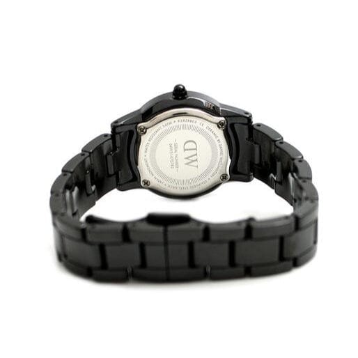 Daniel Wellington Iconic Link Ceramic Black Dial Black Steel Strap Watch For Women - DW00100415