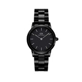 Daniel Wellington Iconic Link Ceramic Black Dial Black Steel Strap Watch For Women - DW00100415
