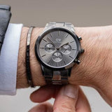 Daniel Wellington Iconic Link Chronograph Grey Dial Grey Steel Strap Watch for Men - DW00100643