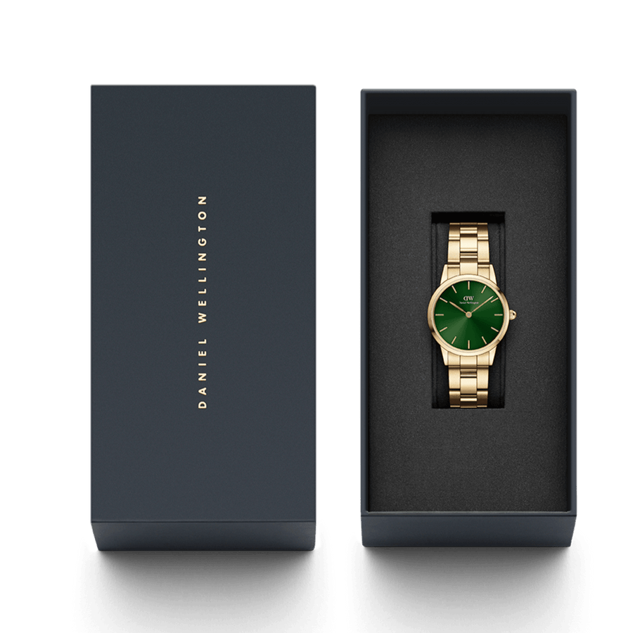 Daniel Wellington Iconic Link Emerald Green Dial Rose Gold Steel Strap Watch For Women - DW00100419