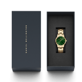 Daniel Wellington Iconic Link Emerald Green Dial Rose Gold Steel Strap Watch For Women - DW00100419