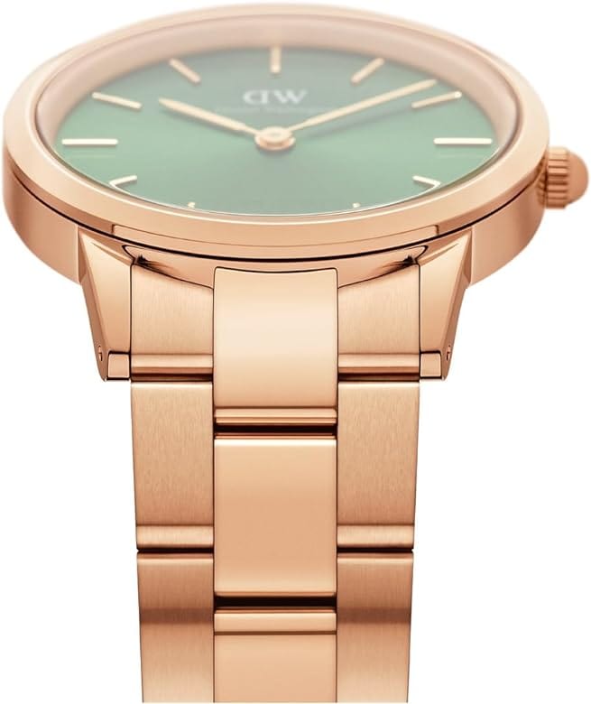 Daniel Wellington Iconic Link Emerald Green Dial Rose Gold Steel Strap Watch For Women - DW00100421