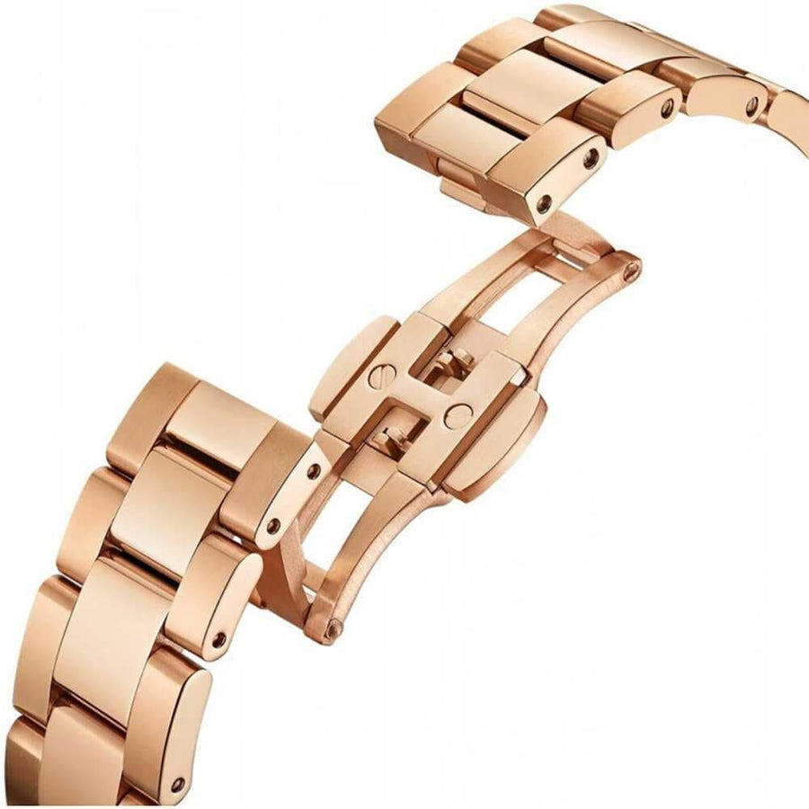 Daniel Wellington Iconic Link Grey Dial Rose Gold Steel Strap Watch For Women - DW00100332