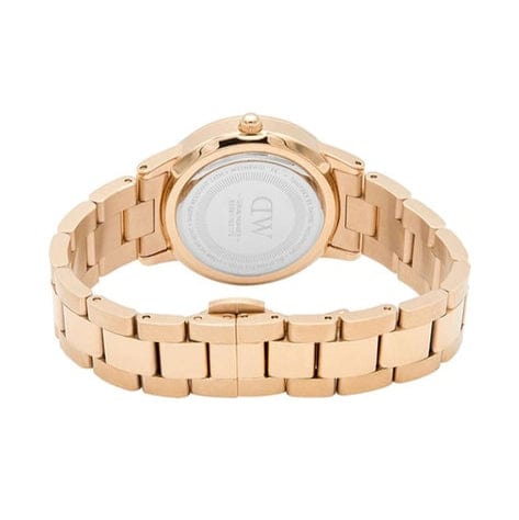 Daniel Wellington Iconic Link Grey Dial Rose Gold Steel Strap Watch For Women - DW00100332