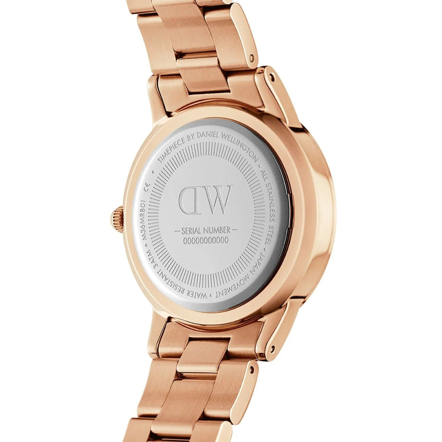 Daniel Wellington Iconic Link Grey Dial Rose Gold Steel Strap Watch For Women - DW00100332