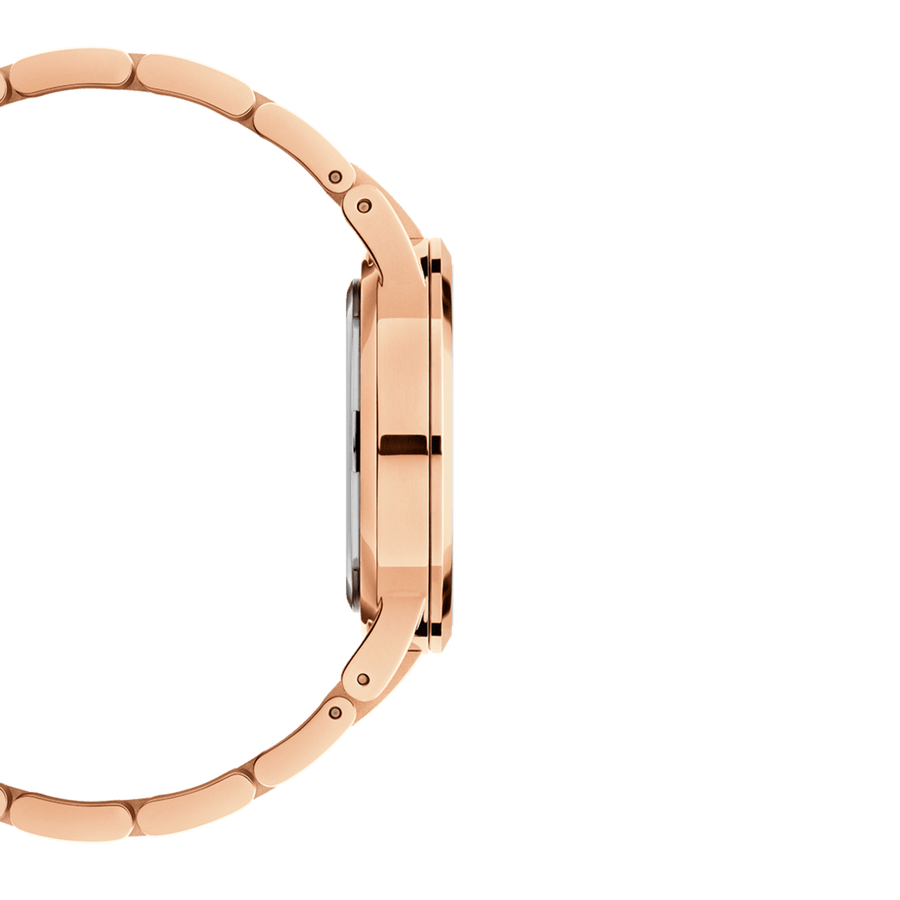 Daniel Wellington Iconic Link Grey Dial Rose Gold Steel Strap Watch For Women - DW00100336