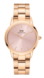 Daniel Wellington Iconic Link Pink Dial Rose Gold Steel Strap Watch For Women - DW00100335