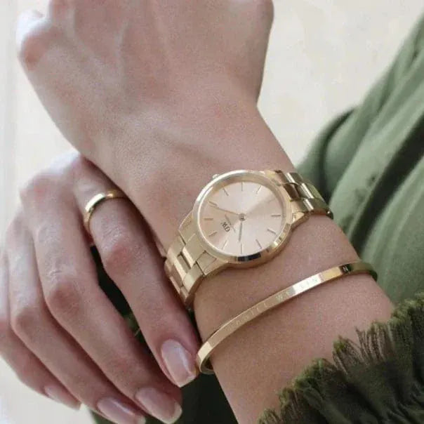 Daniel Wellington Iconic Link Unitone Gold Dial Gold Steel Strap Watch For Women - DW00100403