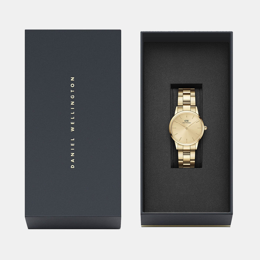 Daniel Wellington Iconic Link Unitone Gold Dial Gold Steel Strap Watch For Women - DW00100403