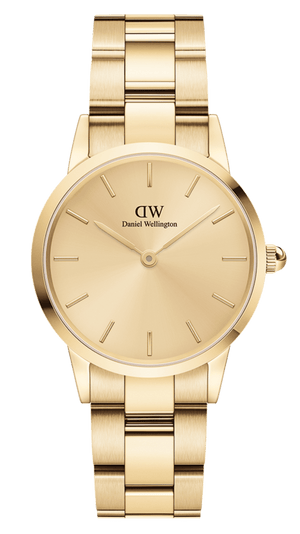 Daniel Wellington Iconic Link Unitone Gold Dial Gold Steel Strap Watch For Women - DW00100403