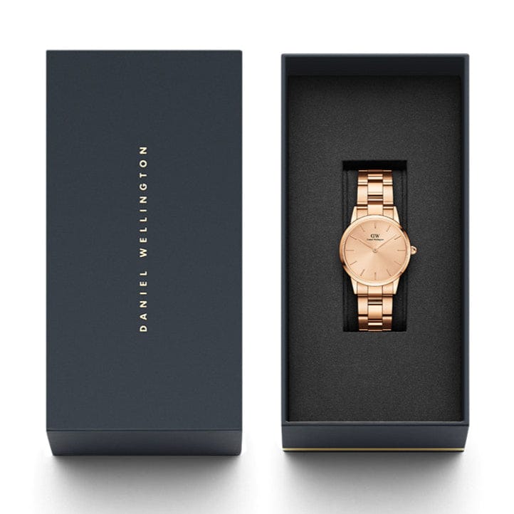 Daniel Wellington Iconic Link Unitone Rose Gold Dial Rose Gold Steel Strap Watch For Women - DW00100401
