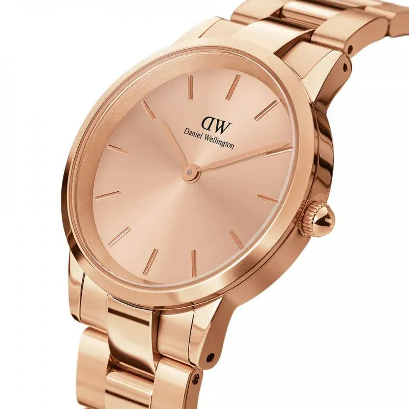 Daniel Wellington Iconic Link Unitone Rose Gold Dial Rose Gold Steel Strap Watch For Women - DW00100401