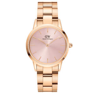 Daniel Wellington Iconic Link Unitone Rose Gold Dial Rose Gold Steel Strap Watch For Women - DW00100401