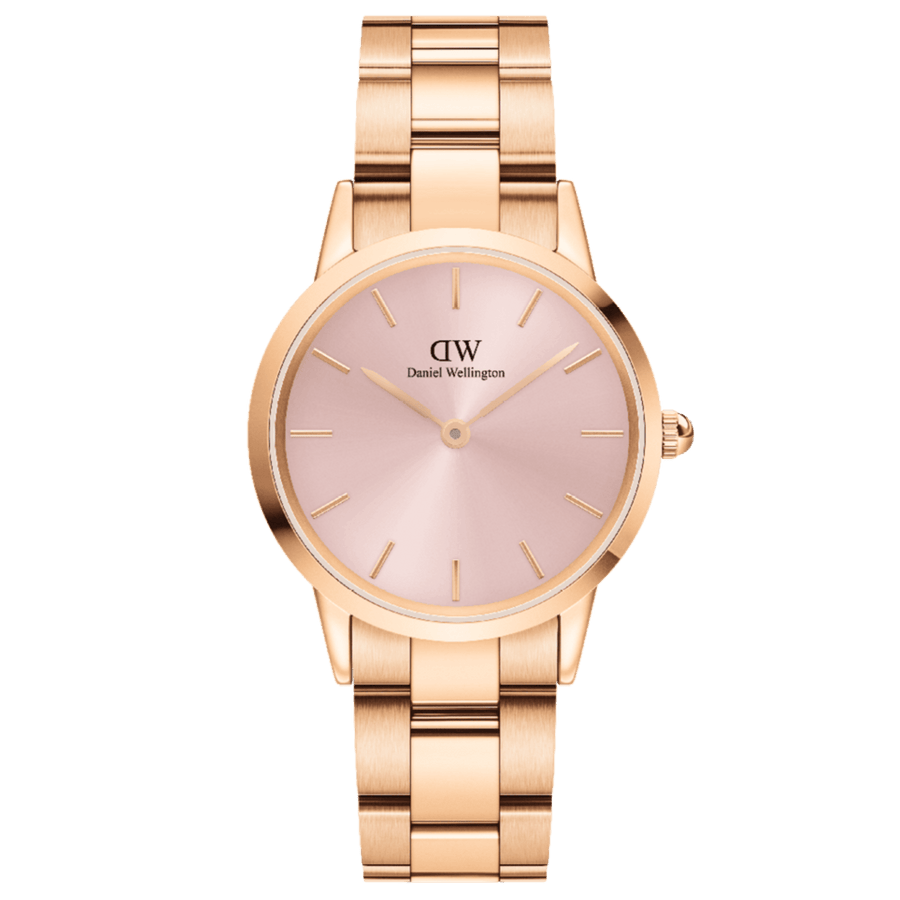 Daniel Wellington Iconic Link Unitone Rose Gold Dial Rose Gold Steel Strap Watch For Women - DW00100401