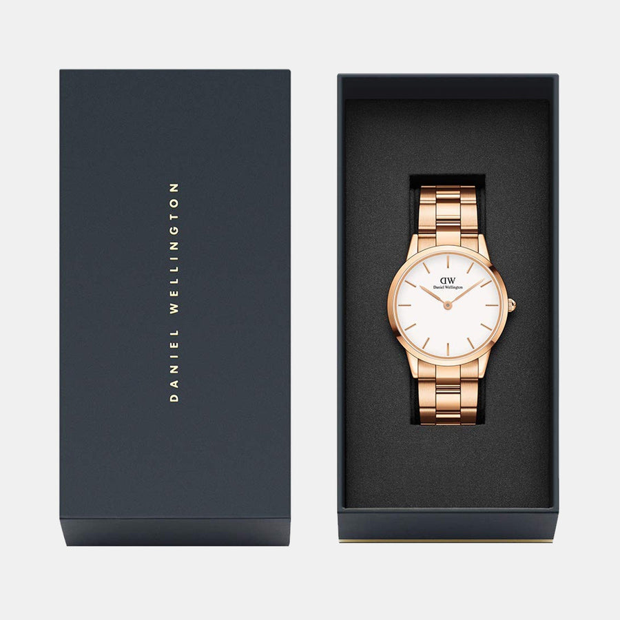 Daniel Wellington Iconic Link White Dial Gold Steel Strap Watch For Men - DW00100343