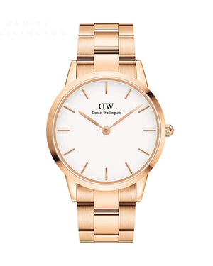 Daniel Wellington Iconic Link White Dial Gold Steel Strap Watch For Men - DW00100343
