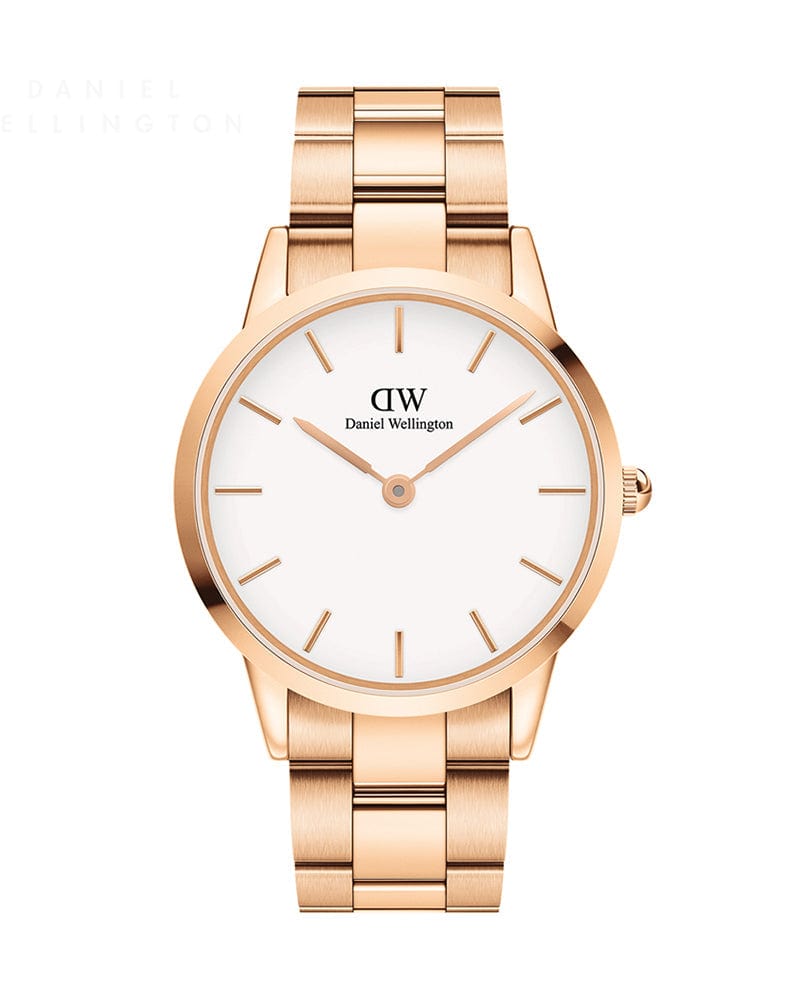 Daniel Wellington Iconic Link White Dial Gold Steel Strap Watch For Men - DW00100343