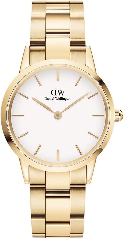 Daniel Wellington Iconic Link White Dial Gold Steel Strap Watch For Men - DW00100343