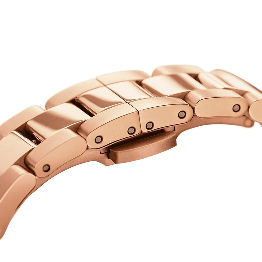 Daniel Wellington Iconic Link White Dial Rose Gold Steel Strap Watch For Women - DW00100209