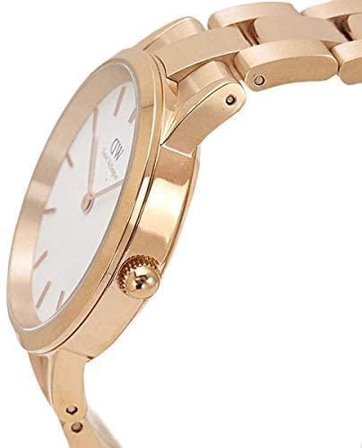 Daniel Wellington Iconic Link White Dial Rose Gold Steel Strap Watch For Women - DW00100209