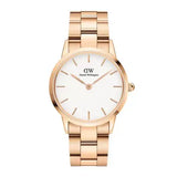 Daniel Wellington Iconic Link White Dial Rose Gold Steel Strap Watch For Women - DW00100209