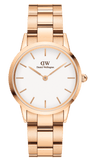 Daniel Wellington Iconic Link White Dial Rose Gold Steel Strap Watch For Women - DW00100209
