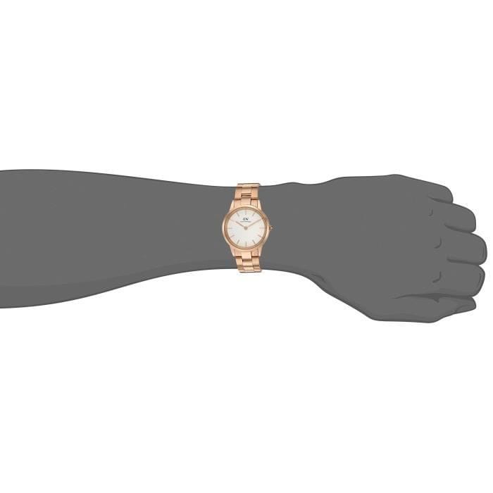 Daniel Wellington Iconic Link White Dial Rose Gold Steel Strap Watch For Women - DW00100211