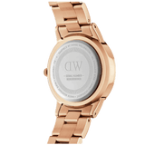 Daniel Wellington Iconic Link White Dial Rose Gold Steel Strap Watch For Women - DW00100211