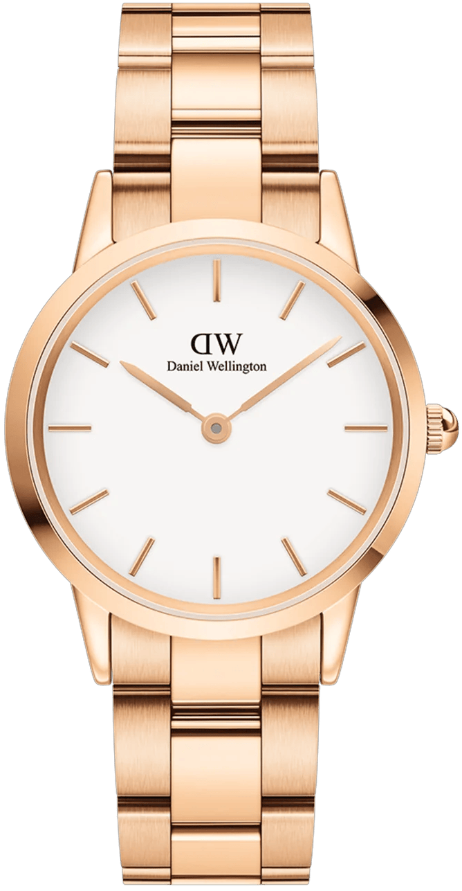 Daniel Wellington Iconic Link White Dial Rose Gold Steel Strap Watch For Women - DW00100211