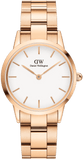 Daniel Wellington Iconic Link White Dial Rose Gold Steel Strap Watch For Women - DW00100211