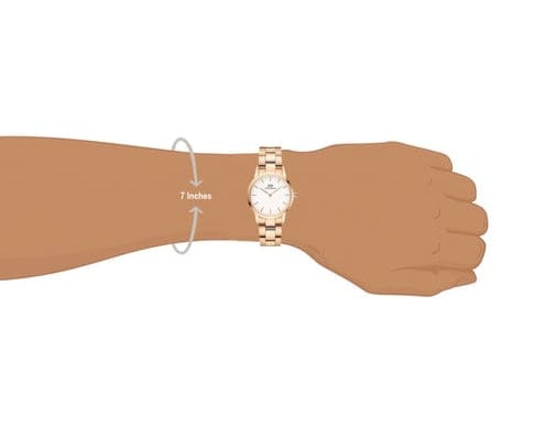 Daniel Wellington Iconic Link White Dial Rose Gold Steel Strap Watch for Women - DW00100213