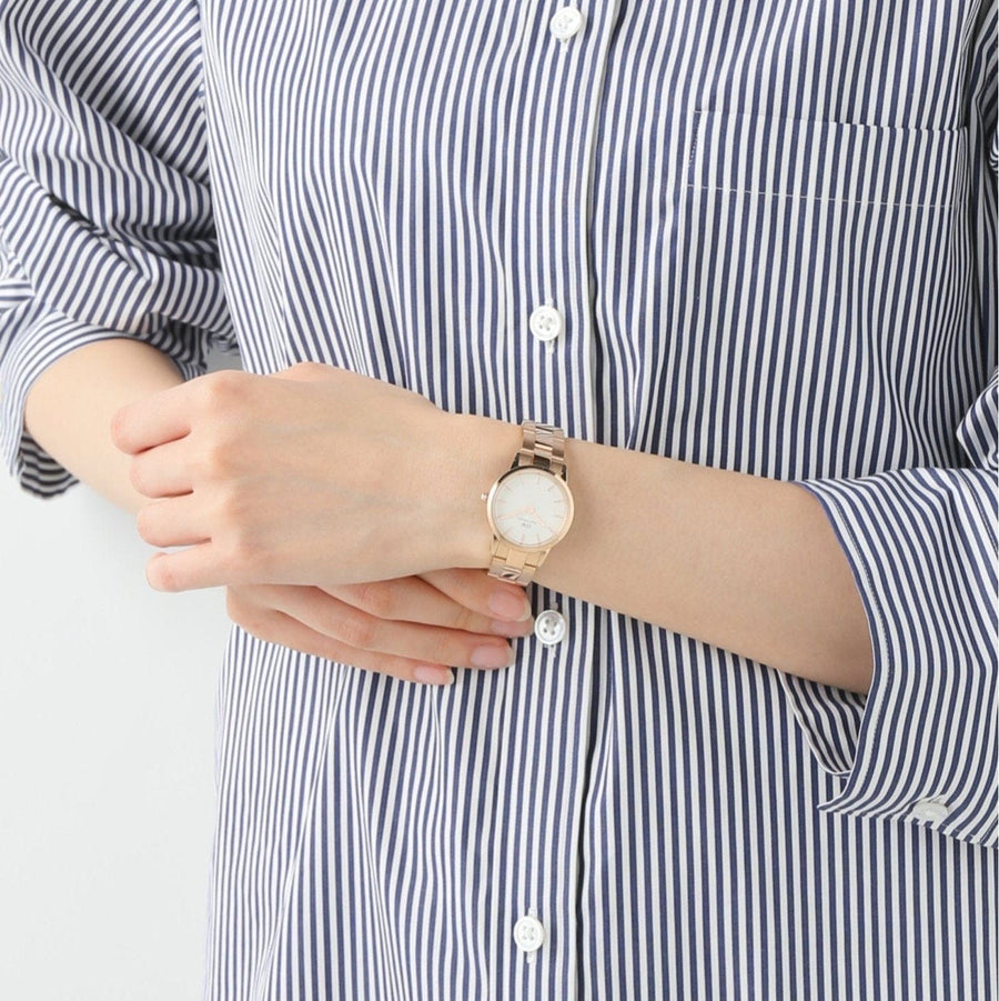 Daniel Wellington Iconic Link White Dial Rose Gold Steel Strap Watch for Women - DW00100213