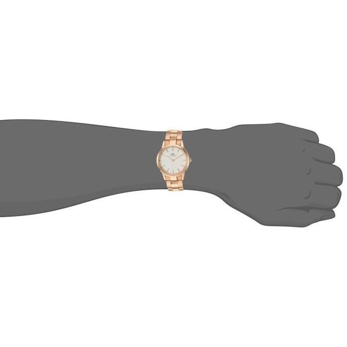 Daniel Wellington Iconic Link White Dial Rose Gold Steel Strap Watch for Women - DW00100213