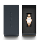Daniel Wellington Iconic Link White Dial Rose Gold Steel Strap Watch for Women - DW00100213
