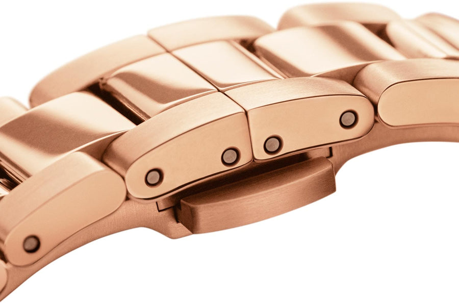Daniel Wellington Iconic Link White Dial Rose Gold Steel Strap Watch for Women - DW00100213