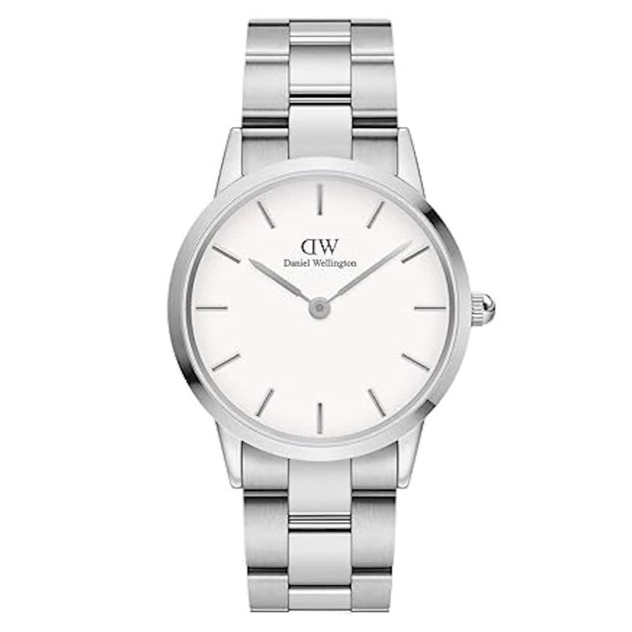 Daniel Wellington Iconic Link White Dial Silver Steel Strap Watch for Women - DW00100203