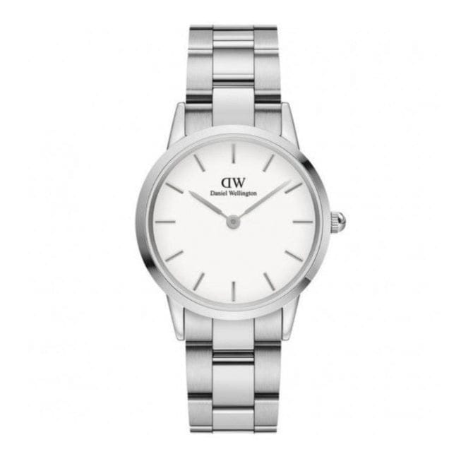 Daniel Wellington Iconic Link White Dial Silver Steel Strap Watch For Women - DW00100205